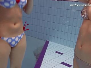 Russian smashing teens swim nude underwater