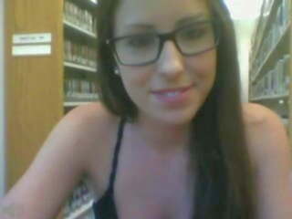 Sweet Chick with Glasses Mastrubte in Library: Free porn a4 | xHamster