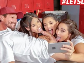 Letsdoeit - universidade meninas ir selvagem em groovy grupo caralho