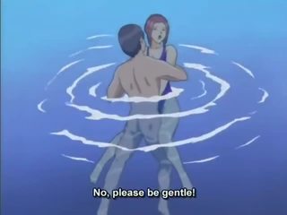 アニメの ボーイ owns 若い 女性 で 水泳 プール